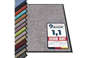 etm | Paillasson, Tapis d'entrée | Antidérapant, Couleur Unique | Produit de qualité | Tapis d'entrée Lavable | Gris, 90 x 150 cm