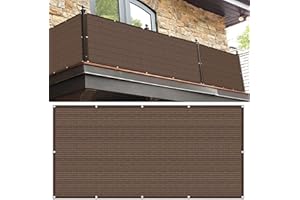SUNLIMEI Pantalla para Balcón 40 x 500 cm HDPE Protección UV Protector de Privacidad para Balcón con Ojales Cuerda para Balcón Jardín Terraza Patio Porche, Marrón