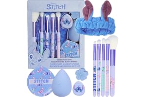 Get Trend Disney Stitch Coffret Maquillage et Accessoires Beauté Fille Ado, 10 Pièces avec Pinceaux Houppettes Éponges et Bandeau, Cadeau Fille Ado (Bleu Stitch)