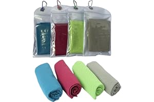 VLFit Cooling Microfiber Ice Towel, Fast Drying Super Absorbent Ultra Compact Cooling Towel, for Sports, Workout, Fitness, Gym, Yoga, Pilates, Travel, Camping & More - 40" x 12" (4 Pack mixed)