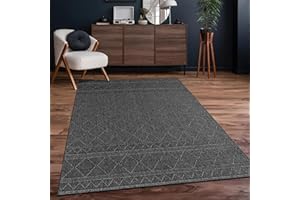 ‎PACO HOME Paco Home Outdoor Teppich Flachgewebe Modern Boho-Style wetterfest & UV-beständig Ideal für Terrasse Balkon Wohnzimmer & Küche, Grösse:80x150 cm, Farbe:Anthrazit 2