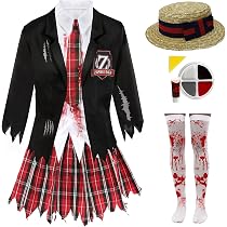 Zombie Schulmädchen Kostüm – Inkl. Jacke, Rock, Krawatte & Socken, Für Halloween & Karneval