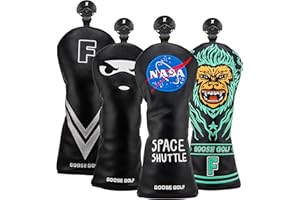 GOOSE GOLF Copri mazze da golf per Driver Legni e Ibridi – Compatibili con tutte le marche Chiusura elastica – Coperture premium – Cappucci con interno morbido e rotella di identificazione – Proteggono le mazze