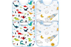 Yellow Koala - Set da 4 Bavaglini Neonato in 100% Cotone con Elastico – Bavaglini Per Bimbi 0-3 Anni Maschio e Femmina– Disponibili in due fantasie diverse – Bavette Impermeabili e Morbide