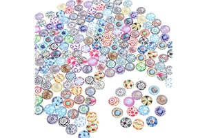 NC 200PCS 12mm Mosaic Tiles Mixed Round Glass Cabochons for DIY Crafts Glass Mosaic Supplies for Jewelry Making Home Garden Decoration