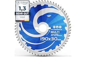 FALKENWALD ® Kreissägeblatt 190x30 mm für Holz, Metall & Alu - Sägeblatt 190x30 kompatibel mit Handkreissäge von Bosch & Makita - Multi Sägeblatt 190x30 Handkreissäge mit Hartmetall Zähnen