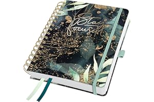 SIGEL J6603 Spiral-Kalender Jolie 2026, ca. A5, , schwarz, grün, gold: Notebook Jolie, Inspire, Glamorous Leaves, Hardcover