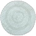 The Home Talk Cotton Crochet Bath Rug | Area Rug for Spa, Vanity Shower, Kitchen & Living Room | Water Absorbent Linens | Warm & Soft Carpets | Bathroom Accessories | 24’’ Round | Mint Green