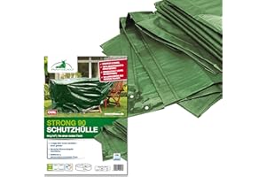 Rainexo Abedckung für Gartenmöbel - Tisch oval hochreißfest, 2.40 x 1.80 x 0.90 m, Grün