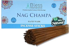 BLESS INTERNATIONAL Bless-Nag-Champa-Incense-Sticks 100%-Natural-Handmade-Hand-Dipped-Incense-Sticks Organic-Chemicals-Free For-Purification-Relaxation-Positivity-Yoga-Meditation The-Best-Woods-Scent (100 Sticks (150GM))