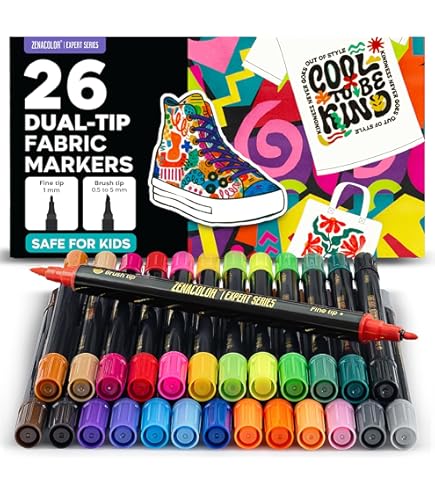 LUZOON 6 witte textiel- en stofmarkers, viltstiften, niet giftig, onuitwisbaar, ideaal voor zwart T-shirt, zwarte stoffen tas, zwarte schoenen, zwart