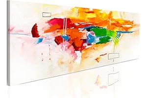 CUADROS B&D XXL B&D XXL - Tableau décoratif moderne 120x40 cm - Impression sur toile colorée - Décoration murale pour salon et chambre - Vert jaune orange - Abstraction artistique coloré moderne 0101-50