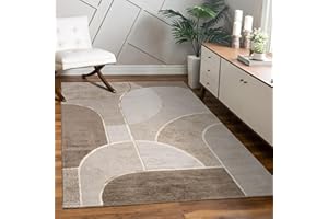 Paco Home Tappeto Soggiorno Camera Da Letto Pelo Corto Motivo Geometrico Ad Arco Design Astratto Ottica 3D Decorazione Beige Crema, Dimensione:160x230 cm