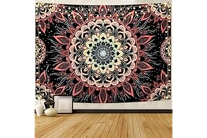 Yugarlibi Gobelin z mandalą, indyjski, bohemy, hipisowski, gobeliny, estetyczny materiał do powieszenia na ścianie, dekoracja ścienna, sztuka, tkanina ścienna do sypialni, salonu, domu, czarny i