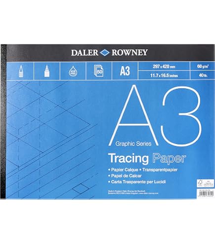 Daler-Rowney Layout-Papierblock DIN A4 – 45 G/m², 80 Blätter, Einseitig Geklebt