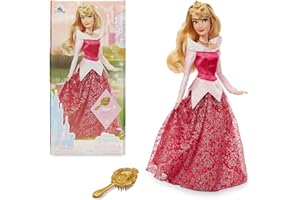 Disney Store Poupée pour Enfants Princesse Aurore, La Belle au Bois Dormant, 29 cm, avec Brosse à détails moulés, Jouet entièrement articulé en Tenue Scintillante - Convient aux 3 Ans et Plus