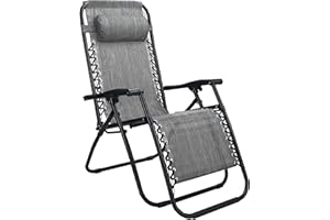 Totò Piccinni Sedia Sdraio GRAVITY in Textilene relax pieghevole oscillante (Grigio Melange)