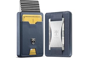 TRAVANDO Swype Aluminium Porte Carte Homme avec Blocage RFID - Portefeuille en Fibre de Carbone Petit avec Bande de Monnaie - Porte-Carte de Credit - Idée Cadeau Homme