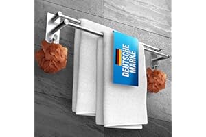 LOBUX® - Handtuchhalter ohne Bohren – 80cm, Edelstahl rostfrei – Handtuchhalter Bad doppelt, selbstklebend – Handtuchstange, Badetuchhalter inkl. 2 Handtuchhaken – für Badezimmer, Duschwand, Küche