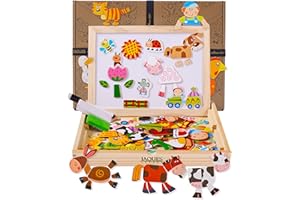 Jaques of London Farm Magnetic Drawing Board Kids | Wooden Toys for 3 Year Olds + | with White Board and Magnetic Farm Animals | Since 1795