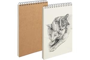 Belle Vous Lot de 2 Carnet de Dessin A4 à Spirale avec 46 Feuilles 128 g/m² - 21 x 29,5 cm - Papier Aquarelle A4 & Carnet Dessin d’Artiste avec Couverture - Papier Blanc pour Dessin & Peinturec