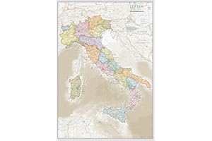 Maps International - Mappa Italia - Poster con mappa del Italia stile classico - Laminato – 42 cm (larghezza) x 59,4 cm (altezza)