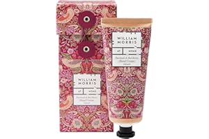 William Morris At Home Hand Cream 100 ml, Patchouli and Red Berry, Shea Butter and Essential Oils, Travel Size, Vegan and Cruelty Friendly, Beauty Gift For Her, Strawberry Thief Collection