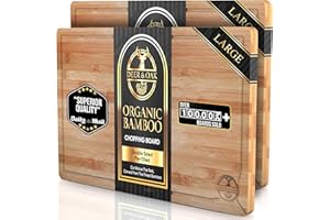 Deer & Oak - Premium Wooden Chopping Board - 2X Large 38 x 25 x 2 cm Bamboo Cutting Board - Chopping Boards for Kitchens - Pre Oiled & Treated