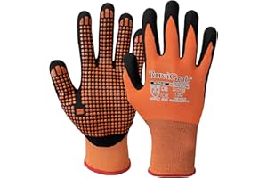 Ruvigrab - Guanto da lavoro in nitrile FOAM punti in PVC arancione | Guanti da giardinaggio | Guanti in nitrile | Guanti da lavoro | Guanti agricoltura | Guanti grip e comfort | Taglia 7