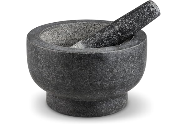 Cole & Mason H122126 Clavering Mortier et Pilon, 20cm, Mortier et Pilon pour Épices Cuisine, Granit, Garantie de 2 Ans