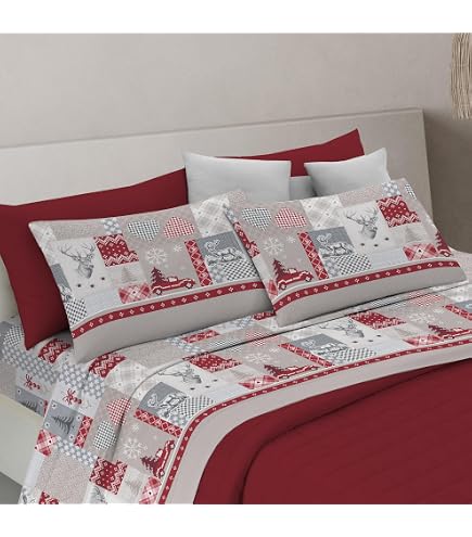 Laura Biagiotti Set Lenzuola Matrimoniali Maxi in Flanella di Puro Cotone Zoe Avio, Caldo completo Letto Due Piazze Antipilling Lenzuolo Sopra Sotto con Angoli e Federe