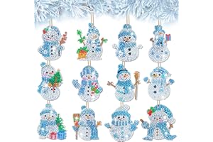 ‎YMIFEEY YMIFEEY 12 Stück Diamond Painting Weihnachten Anhänger Set Schneemann Diamond Painting Schlüsselanhänger Beidseitig, DIY 5D Diamant Painting Anhänger Geschenkanhänger Weihnachtsbaumanhänger (Blau)