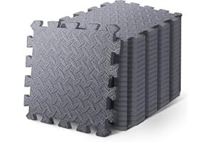 KAYMAN Gym Floor Nonslip Mats, Interlocking, EVA Foam Exercise Floor Tiles for Home Workouts, Studio, Weights, Exercise and Yoga (30 X 30cm)