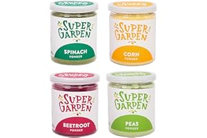SUPERGARDEN Super Garden conjunto de vegetales liofilizados en polvo: 4 tazas de espinacas, guisantes, remolacha y maíz en polvo -Producto 100% natural -Sin azúcares, aditivos artificiales
