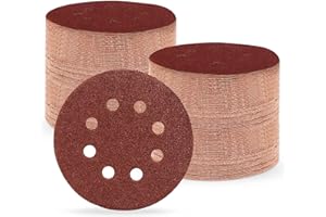 Huopueit 100 Pezzi Dischi Abrasivi 125 mm, grana 40 Carta Vetrata Abrasiva 8 fori per Levigatrice Orbitale Casuale (100 pezzi,grana 40)
