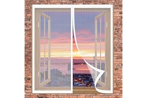 DOGUO Zanzariera Per Finestre Zanzariere 125 x 130 cm Finestra Zanzariera Trasparente Facile Montaggio Zanzariera Magnetica Porte Zanzariera Porta Finestra, Bianco