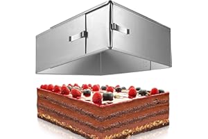 4smile - Teglia ad anello per torte, regolabile, altezza 8 cm, in acciaio inox, stampo alto per preparare facilmente torte a strati