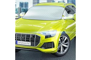 SANAWATEC Windschutzscheibe Sonnenschutz Auto Frontscheibe Hitzeschutz Sonnenschutz Frostschutz Frontscheibe faltbar, gegen Sonne Staub Frost Schnee (mit Spiegelschuz) (155,5-233) x 128 cm