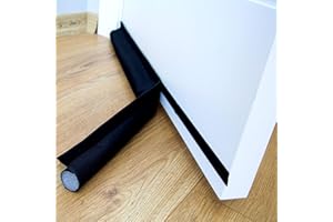 BAZERGA Boudin De Porte 90cm : Anti Froid Bas de Porte Unilatéral avec Joint Auto-Adhésif, Protection Contre Les Courants d’air et Le Bruit,Weather Stripping Door Seal Strip (Noir)