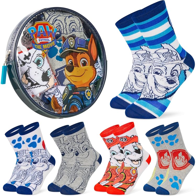 Paw Patrol Socken-Set – 6 Paar Kindersocken, Größen 23-34, Kurz