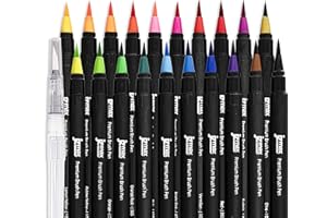 Brush Pens Set, 20+1 Colouring Pens, JZMAX Art Supplies Watercolour Brush Pens- Coloured Pens for Bullet Journal- Calligraphy Pens with Flexible Nylon Brush, Art Pens Gift for Adults, Kids and Artists