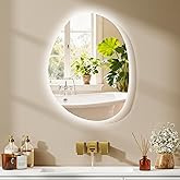 HOMCOM Miroir Salle de Bain avec Éclairage LED 70 x 50 cm IP44 argenté | Miroir Lumineux Mural Asymétrique, Anti-Buée, 3 Coul