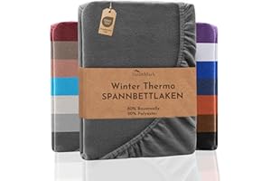 NatureMark Winter Thermo Fleece Spannbettlaken, Spannbetttuch in vielen Farben und Größen Winter Bettlaken, Spannbettlaken 140 x 200 cm bis 160 x 200 cm - anthrazit