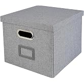 HMF Storage Box with Lid for Hanging Files DIN A4, Box Compatible with KALLAX Shelving | 13 x 37.5 x 11 in | Grey