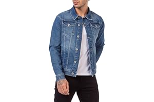 RED BRIDGE Chaqueta vaquera para hombre de algodón con bolsillos y botones delanteros Azul