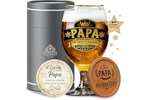 CROWNLY CRYSTAL® Geschenke für Papa Bierglas mit Gravur Personalisierte Geschenke Geburtstagsgeschenk für Papa Lustige Geschenke Vater Geschenk Vatertagsgeschenk für Papa Witzige Geschenke