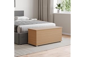 Vida Designs Leon Storage Ottoman, Wood in Pine, 100x40x48cm - Storage Ottoman with Lift-Up Lid, Ideal for Toys, Bedding & Footstool Use
