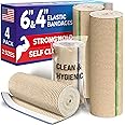Premium Compression Bandage - 4pk (2x10cm, 2x15cm) - Self-Closing Elastic Bandage Wrap - Washable and Reusable Wraps for Abdomen, Legs, Elbows, and Knees