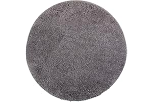 ‎BRANDSSELLER Brandsseller Badezimmerteppich Ø 60 cm Badvorleger Badematte Badteppich rund Chenille rutschfest saugstark maschinenwaschbar - Grau