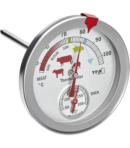 Lacor - 62240 - Thermomètre en Acier Inoxydable pour Four Sphera, avec Crochet et Support, Plage 50–300 °C, Lecture Claire et Précise, Idéal pour Contrôler la Température pendant la Cuisson